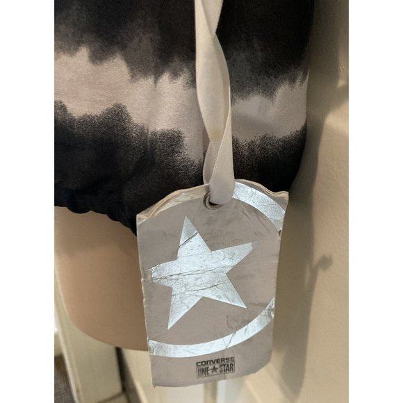 Converse One Star Black Gray White Stripe Cold Shoulder Top Womens Size Small - Picture 7 of 7